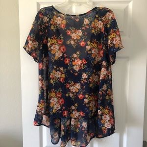 Hi Lo sheer floral top